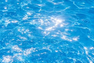 Fototapeta na wymiar background texture of blue water in the pool. a bright Sunny day in the summer