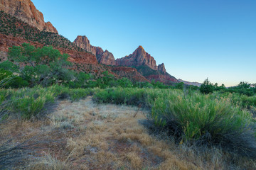 the watchman from parus trail in zion national park, usa