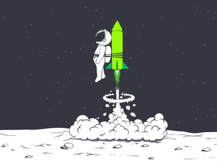 rocket launch with astronaut - 331468078