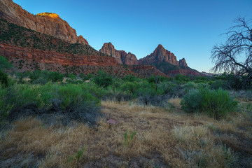 the watchman from parus trail in zion national park, usa