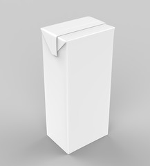 Blank packaginget Carton Juice & milk pack with straw White Realistic Rendering for mock up template design. 3D Illustration
