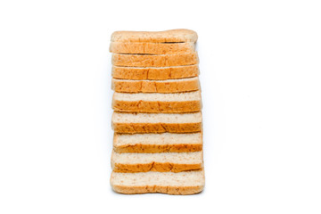 Whole wheat bread on white background