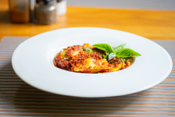 Ravioli with tomato sauce