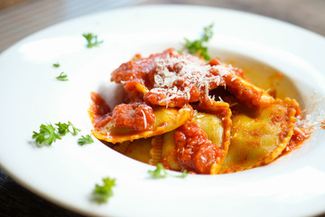 Ravioli with tomato sauce