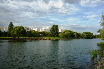 landscape with river and blue sky