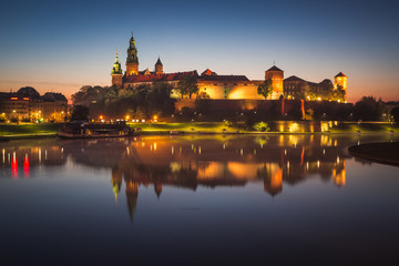 Fototapeta Panorama of Cracow, Poland, with royal Wawel castle, cathedral. obraz