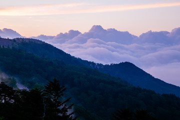 長野の雲海と朝焼け