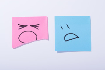Emotional stickers: one is in pain, another in shock 
