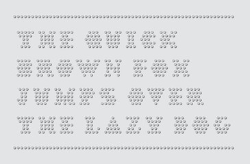 Embossed dots font typeset. Uppercase  capitals letters
