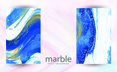 Abstract painting, can be used as a trendy background for wallpapers, posters, cards, invitations, websites. Modern artwork. Marble effect painting. Mixed blue paint.