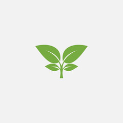 Green leaf industrial logo design concept. Natural