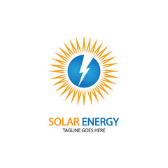 Sun solar energy logo design template. solar tech logo designsv