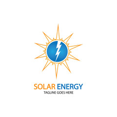 Sun solar energy logo design template. solar tech logo designsv