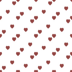 Seamless pattern with great cozy dark red hearts on white background for plaid, fabric, textile, clothes, tablecloth and other things. Vector image.
