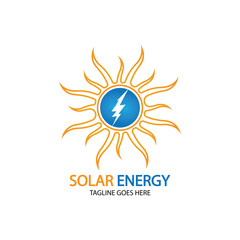 Sun solar energy logo design template. solar tech logo designsv