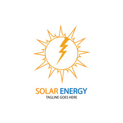 Sun solar energy logo design template. solar tech logo designsv