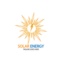 Sun solar energy logo design template. solar tech logo designsv