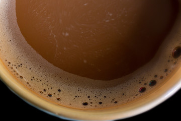 Coffee foam close-up,Coffee - Drink, Macrophotography, Espresso, Morning