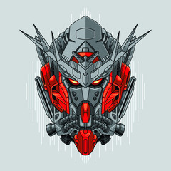 Mecha head with sacred geometry pattern