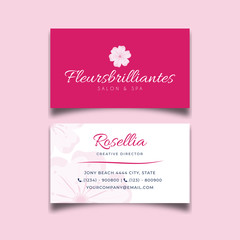 Minimalist white pink cheeryblossom flower business card design vector