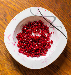 Pomegranate fruit seeds.