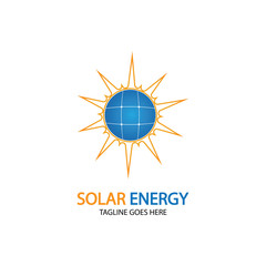 Sun solar energy logo design template. solar tech logo designsv