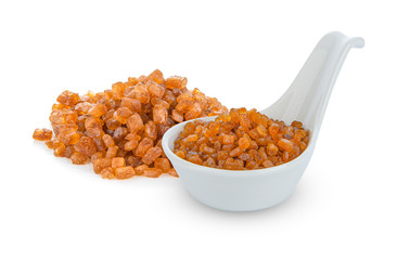 Pile of Brown caramelized sugar on  white background