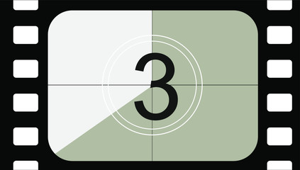 classic movie countdown frame at the number three. Vintage retro cinema. Abstract concept graphic element. Art design.