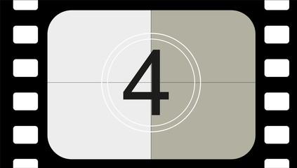 classic movie countdown frame at the number four. Vintage retro cinema. Abstract concept graphic element. Art design.