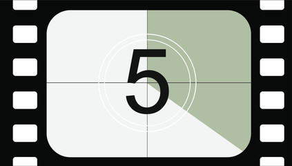 classic movie countdown frame at the number five. Vintage retro cinema. Abstract concept graphic element. Art design.