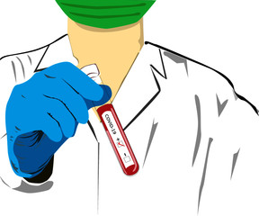Test tube blood coronavirus in positive at laboratory.