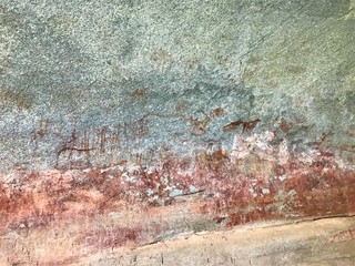 Ancient rock paintings at Domboshawa Hill, Zimbabwe