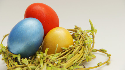 easter eggs in a nest