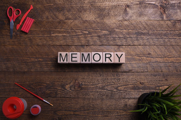 Word mind wooden cubes, blocks on the subject of education, development and training on a wooden...