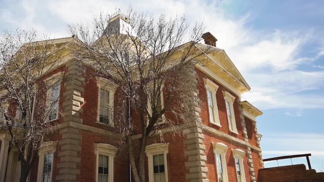 The Original Preserved Facade Of The Historical Cochise County Courthouse In Arizona USA, Now Known As Tombstone Courthouse State Historic Park - Closeup Shot