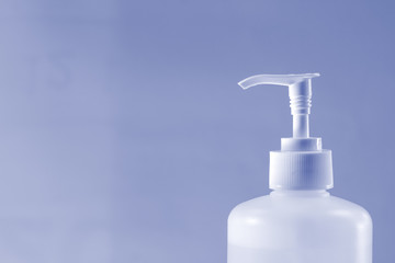 COVID-19 prevention - hand sanitizer to wash hands for corona virus prevention. Alcohol based antimicrobial disinfectant product for airport, hospital, healthcare and home