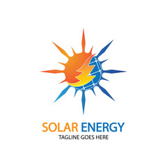 Sun solar energy logo design template. solar tech logo designsv