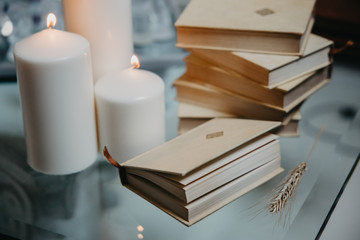 books candles work coffee break