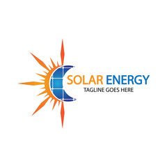 Sun solar energy logo design template. solar tech logo designsv