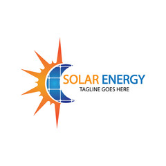 Fototapeta na wymiar Sun solar energy logo design template. solar tech logo designsv