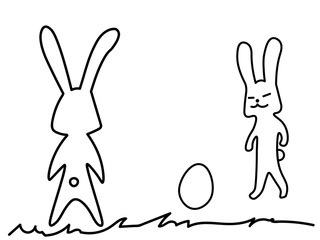 Fototapeta premium 向かい合うウサギ