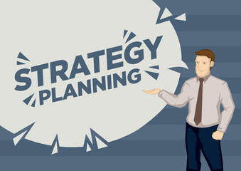 Businessman presentation on the topic of strategy planning.