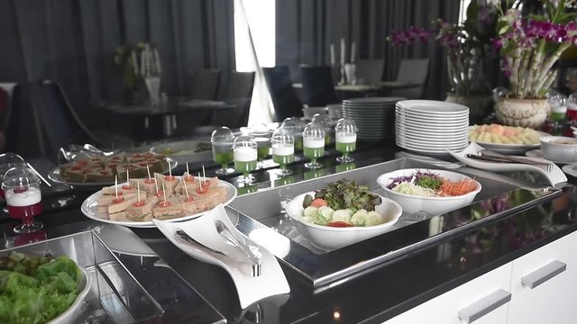 buffet, salad bar, self service of salad bar in restaurant