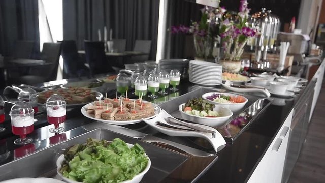 buffet, salad bar, self service of salad bar in restaurant