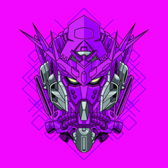 Mecha head with sacred geometry pattern