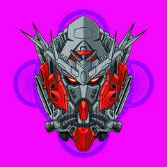 Mecha head with sacred geometry pattern