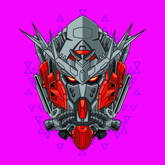 Mecha head with sacred geometry pattern