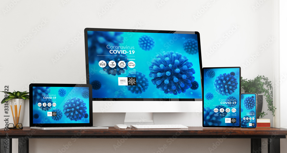 Canvas Prints front view covid 19 info website devices mockup