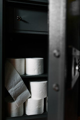 toilet rolls are in the safe like a security