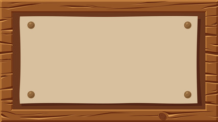 ゲームっぽい木のフレームイラスト_古紙_16:9